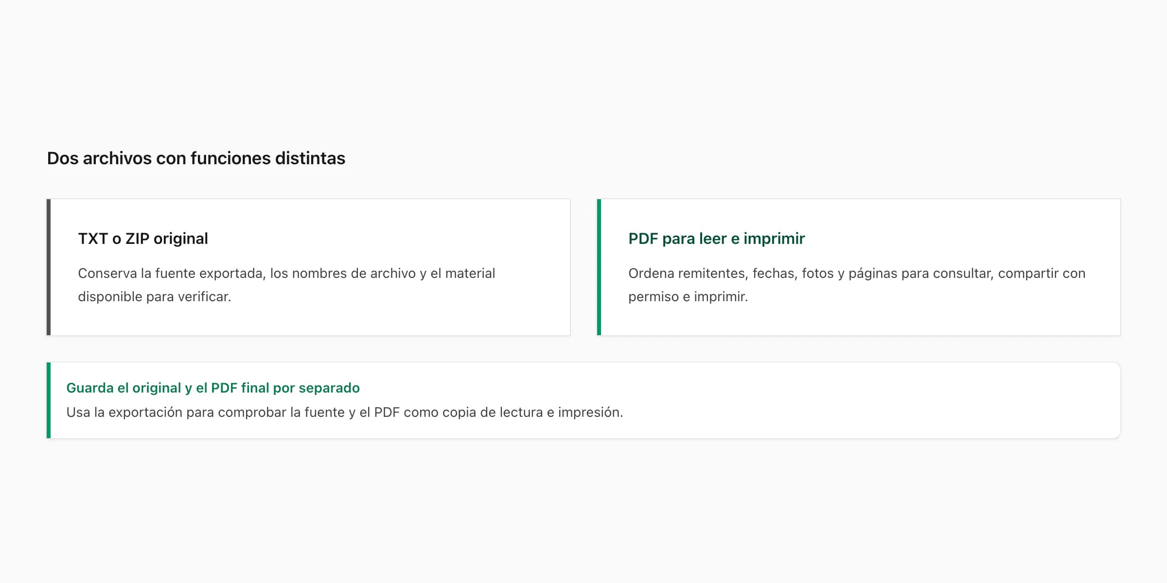 Comparación del TXT o ZIP original con el PDF usado para imprimir conversaciones de WhatsApp