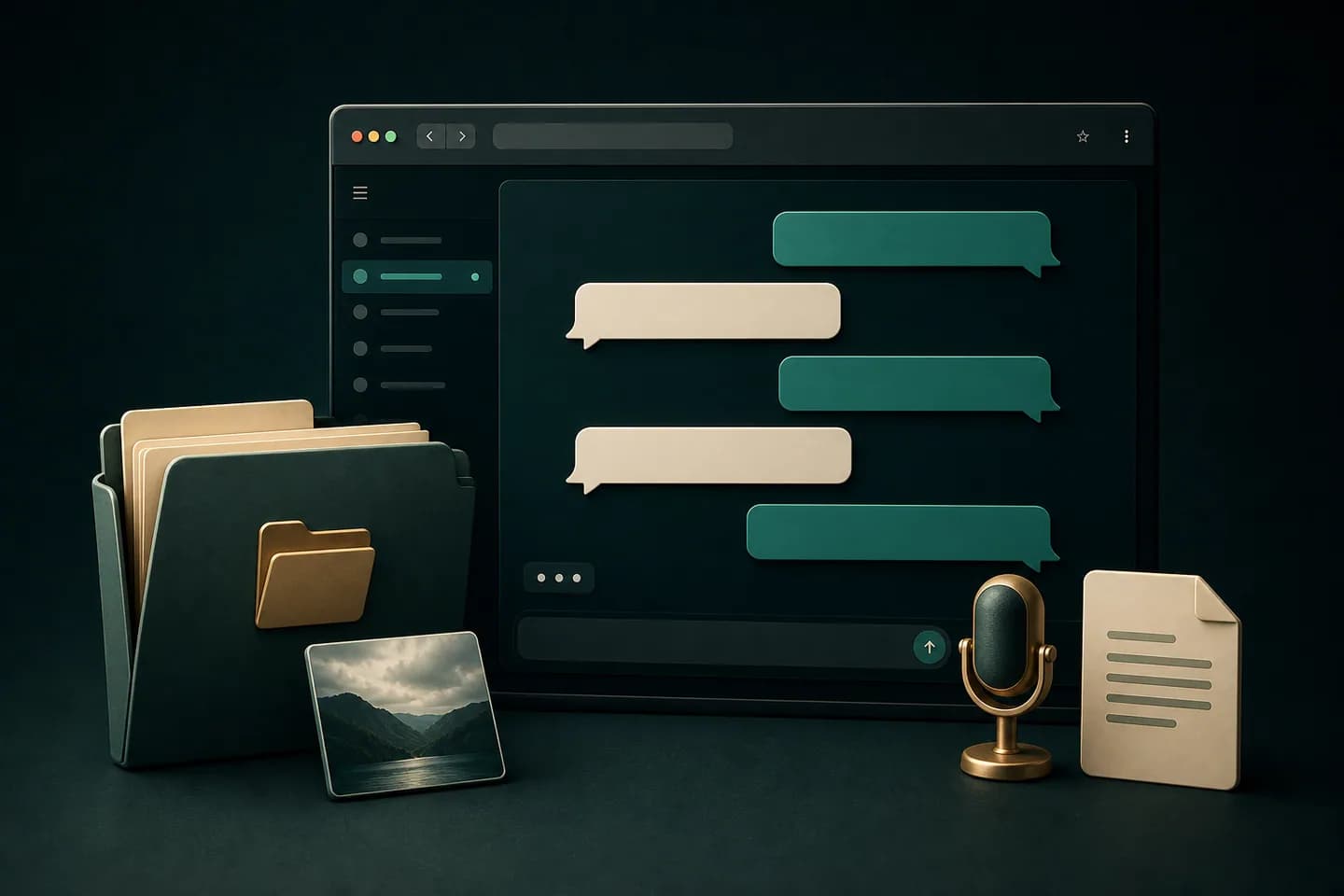 Exported WhatsApp chat opened in a browser viewer with messages, media and voice notes