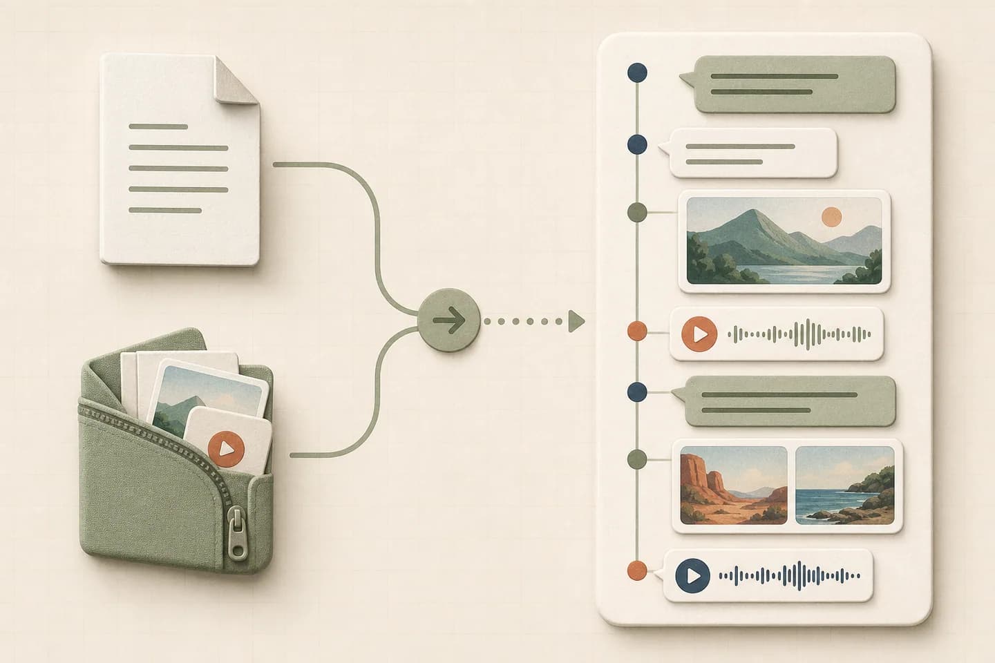 WhatsApp TXT file and ZIP media archive combined into a readable chat timeline
