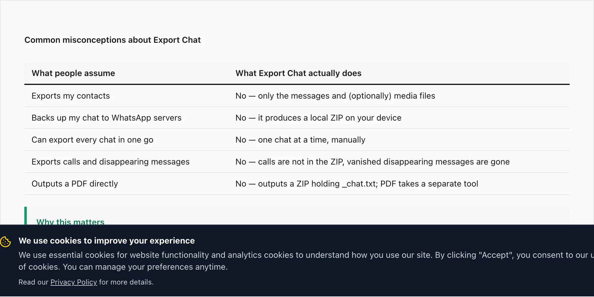 Five common misconceptions about the export chat WhatsApp feature with what each one actually produces