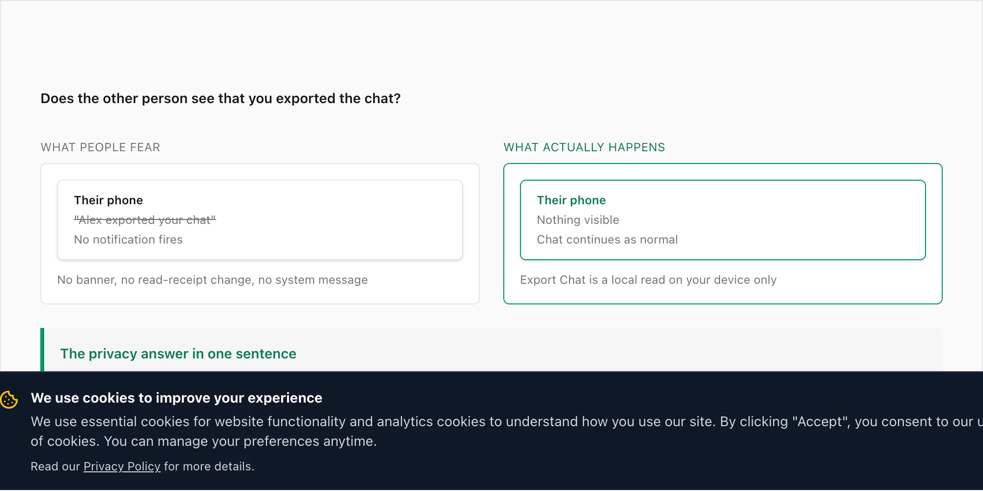 Whether the other person sees you exported the chat on WhatsApp — answer is no notification fires
